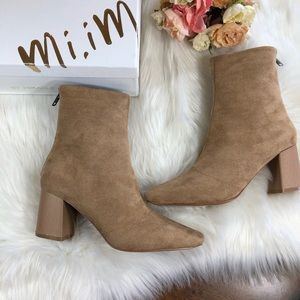 SOLD Faux Suede Block Heel Booties
